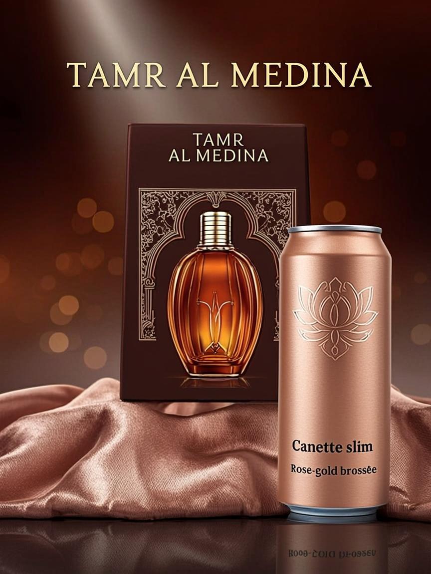Slim can rose gold arabesque
